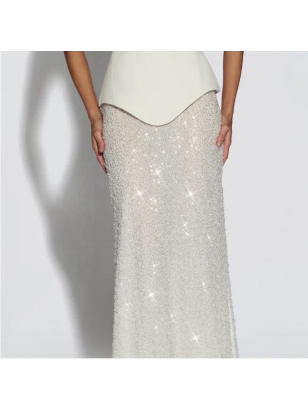 Ivory Sequin Maxi Skirt with Subtle Sparkle